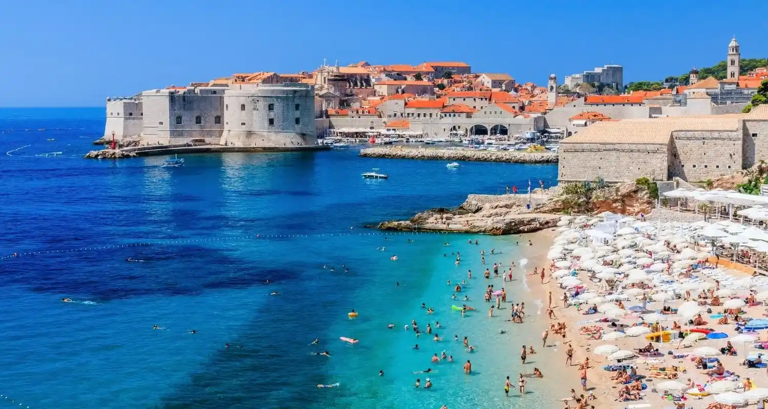 Dubrovnik Old Town and city walls along the Adriatic coast