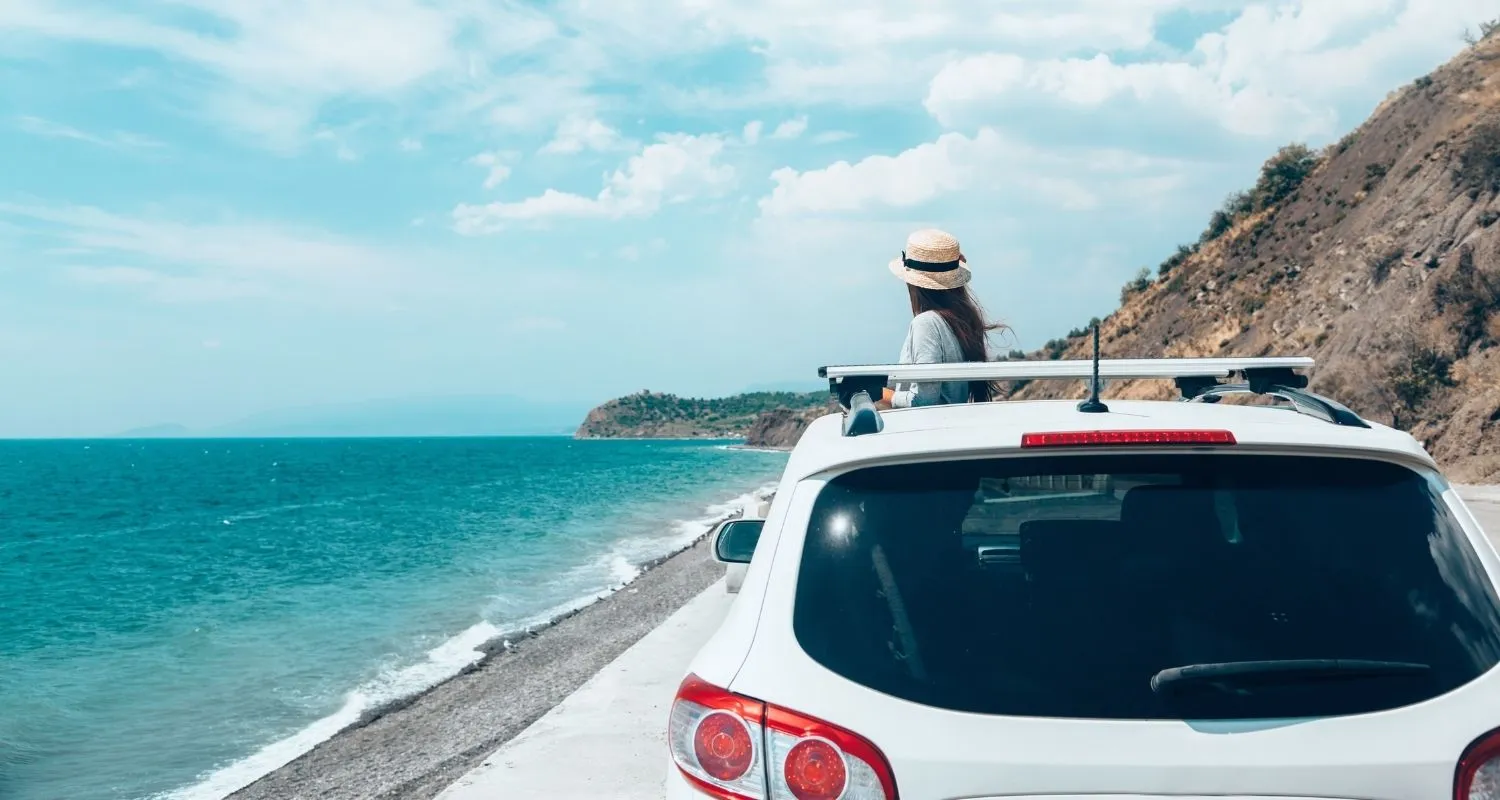 Driving along the Montenegrin coast on one of the day trips from Kotor