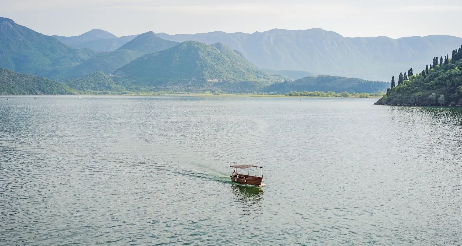 Skadar Lake with a boat, one of the destinations for day trips from Kotor